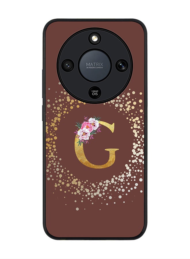 For Honor X9d / Magic8 Lite / X70 Case,Slim fit Camera Protection, Shockproof Thin Phone cover  - Custom Monogram Floral - G  (Brown )
